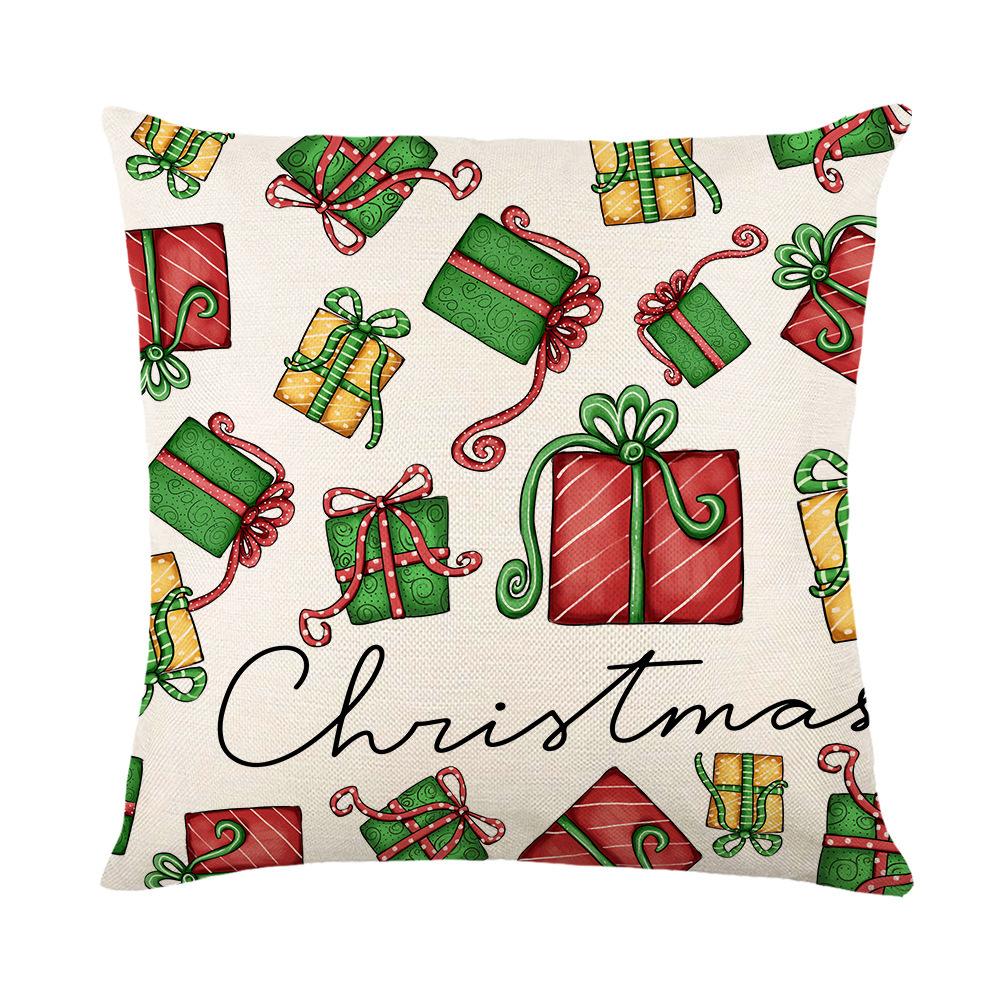 Christmas linen pillow cover sofa living room holiday decoration printed nap pillow