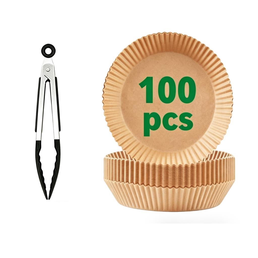 Air Fryer Paper Disposable Non-Stick Liners With Baking Tools: Cake Cups, Brush, Tongs & Gloves For Oven Airfryer Microwave