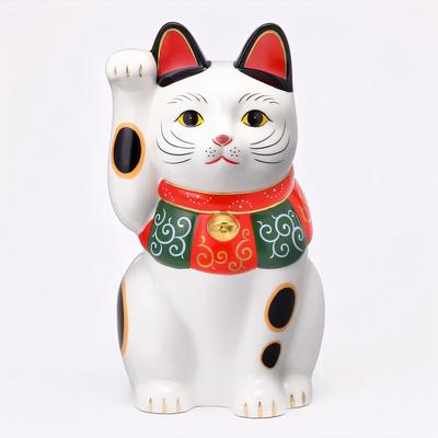Yakushigama Maneki Neko (Large) Arabesque (with Good Luck Sticker)