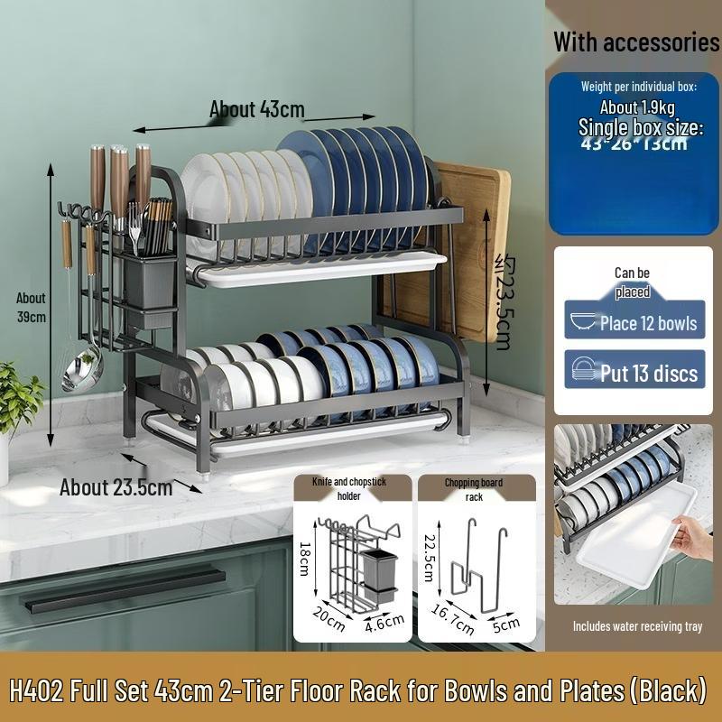 2-Tier Foldable Dish Drying & Storage Rack