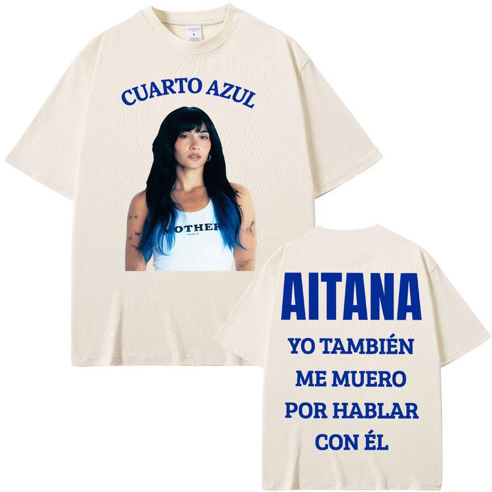 Singer Aitana Cuarto Azul 2026 Tour Graphic T-shirt Men Women Clothing Fashion Aesthetic T Shirts Cotton Loose Oversized T Shirt