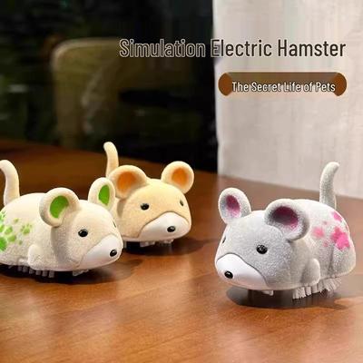Giocattolo elettrico in peluche a forma di criceto che cammina, per animali domestici.: Palla interattiva rotolante per cani e gatti