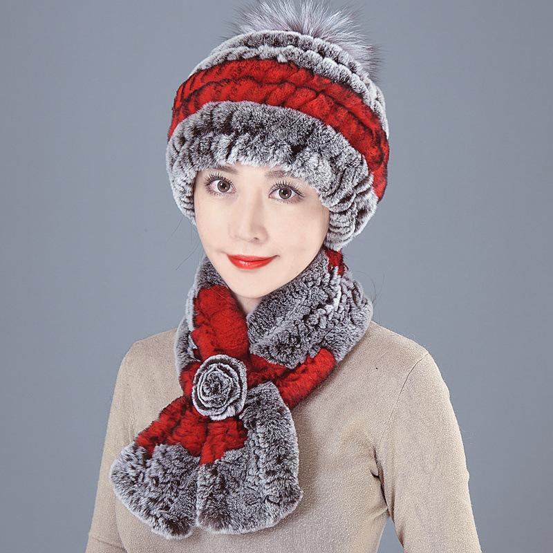Old Man In Fur Rex Rabbit Hair Hat Ladies Autumn and Winter Mom Old Woman Warm Fox Hair Grandma Top Hat