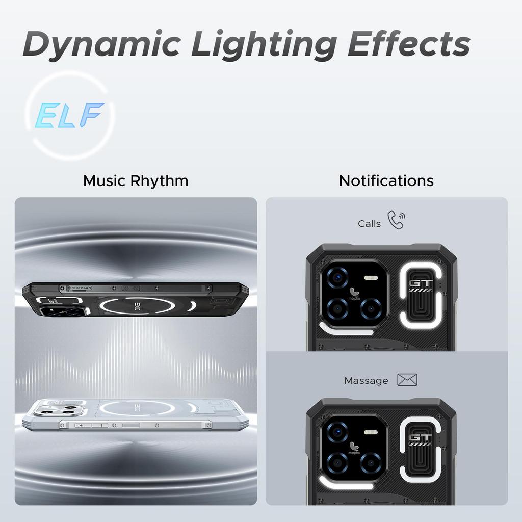 DOOGEE Blade GT Odolný smartphone, 32GB+256GB/2TB, 120Hz 6,72'' FHD+, Dynamický efekt LED světla