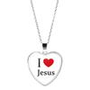 Lovely I Love Jesus Heart Pendant Necklace With Durable Alloy Material And Crystal Finish