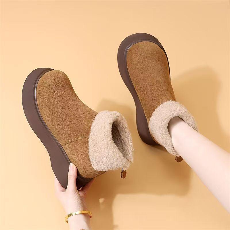 

Women s Lightweight Comfortable Thick Sole Coldproof Warm Padded Snow Boots Non-slip Wear-resistant Outdoor Leisure Sports Furry Mouth Cotton Boots 40 верблюд