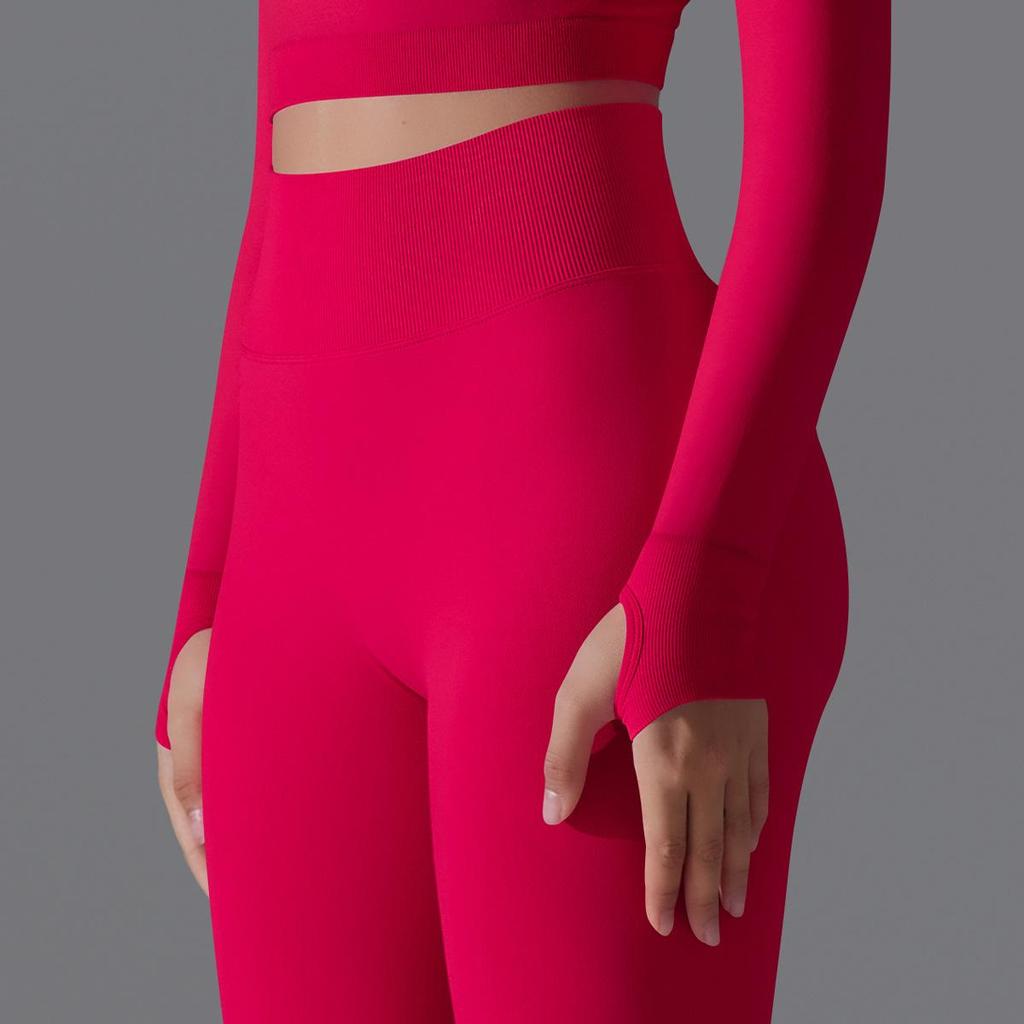 Nahtlose High-Waist Yoga-Hose mit Po-Lifting für Damen - Unifarbene Fitness- und Laufbekleidung