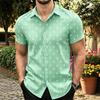 Herren Grünes Ankerprint Kurzarmhemd Lässig Button-Down Nautischer Stil Bluse