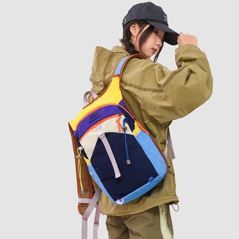 Color Block Outdoor Backpack with Multiple Pockets Lightweight Hiking and Travel Bag for Men and Women