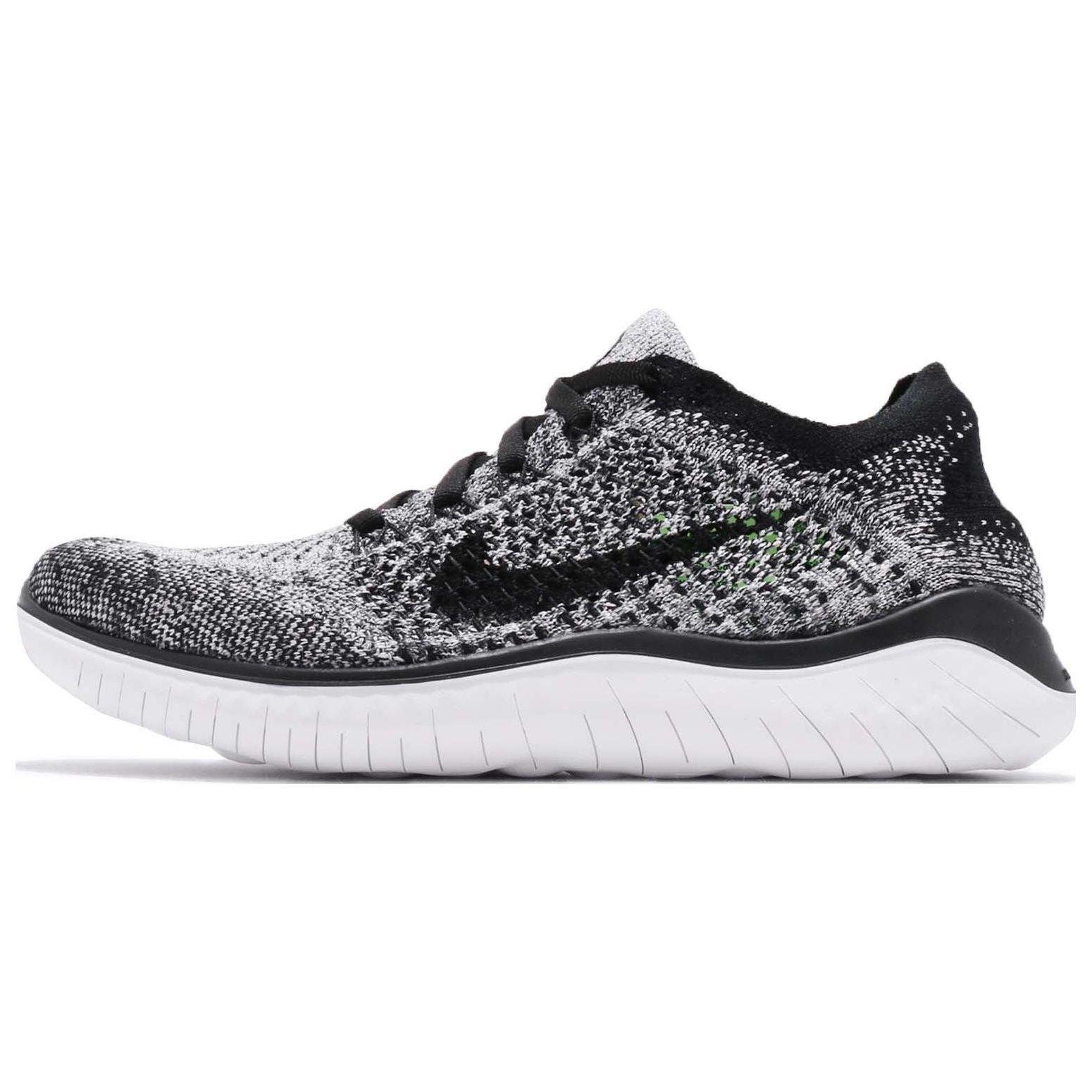 

Nike Free RN Flyknit 2018 Белые Черные Женские Кроссовки 942839-101 36.5