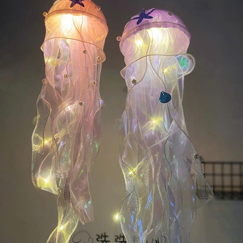 Hanging Jellyfish Light Glowing Night Hanging Light Crafts Household for Indoor Outdoor Garden Yard Decoration