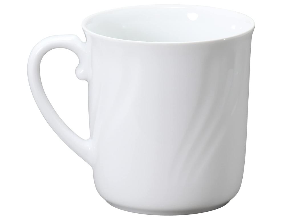 Okura Art Pottery Janet White Mugs (Pair), Coffee/Tea, Approx. 310cc, Microwave and Dishwasher Safe, Made In Japan, 126CR/1000-I