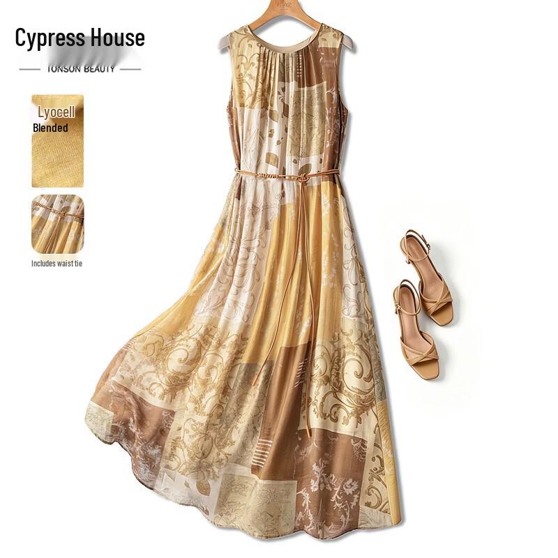 Women s Lyocell Blend Sleeveless A-Line Maxi Dress L