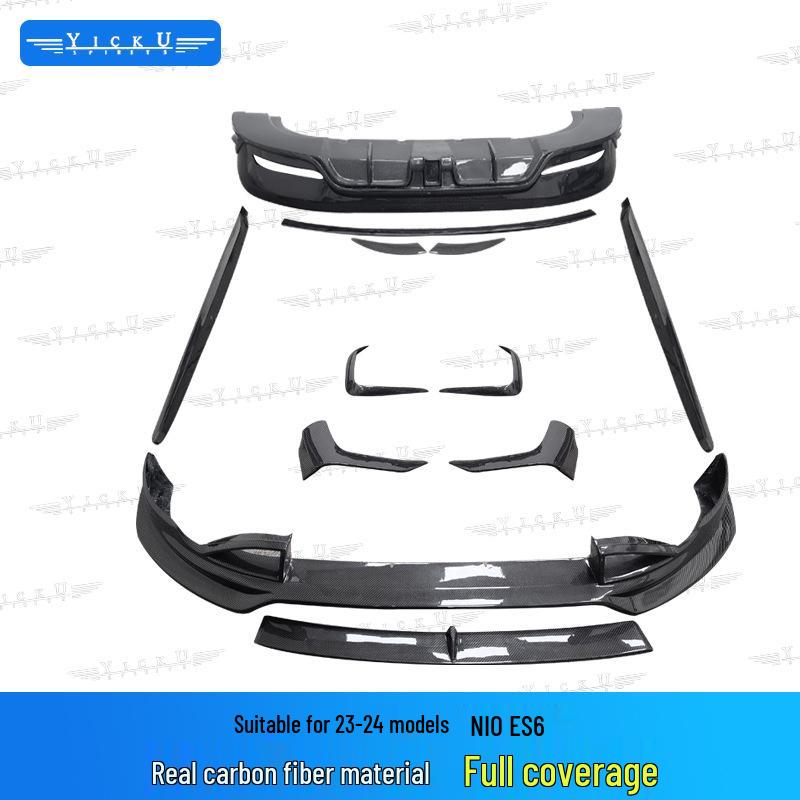 Nio ES6 23-24 Carbon Fiber Body Kit: Front Lip, Rear Lip, Side Skirts, Tail Wing, Wind Deflector, Top Wing.