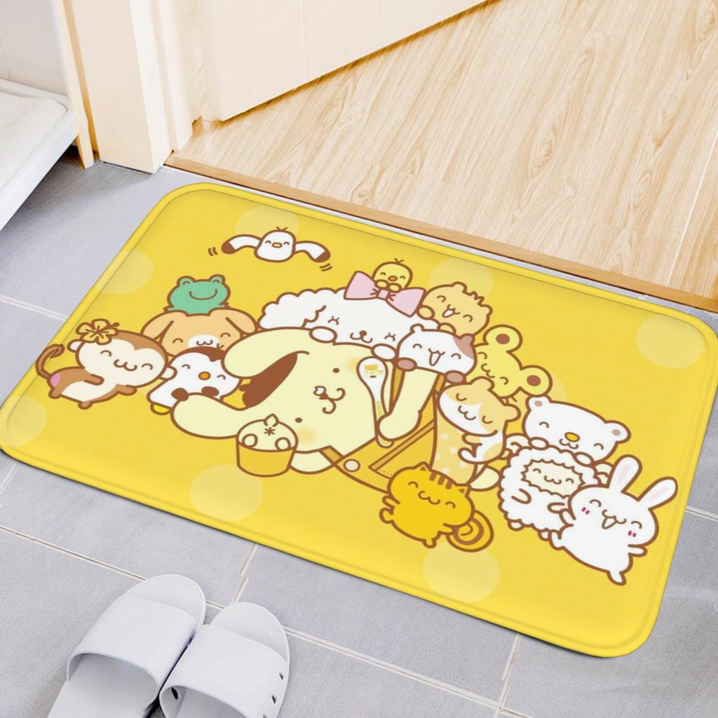 Pom Pom Purin Sanrio Friends Doormat Cute Cartoon Animal Pattern Non-Slip Absorbent Floor Mat for Entryway Bedroom Home Decor