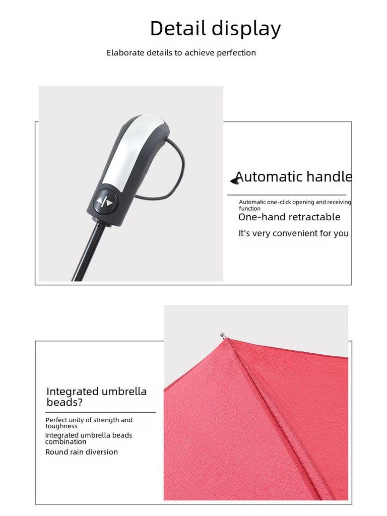 Umbrella Sunny And Rainy Automatic With Printed Logo Black Plastic Spf Sunscreen Threefolding Design
