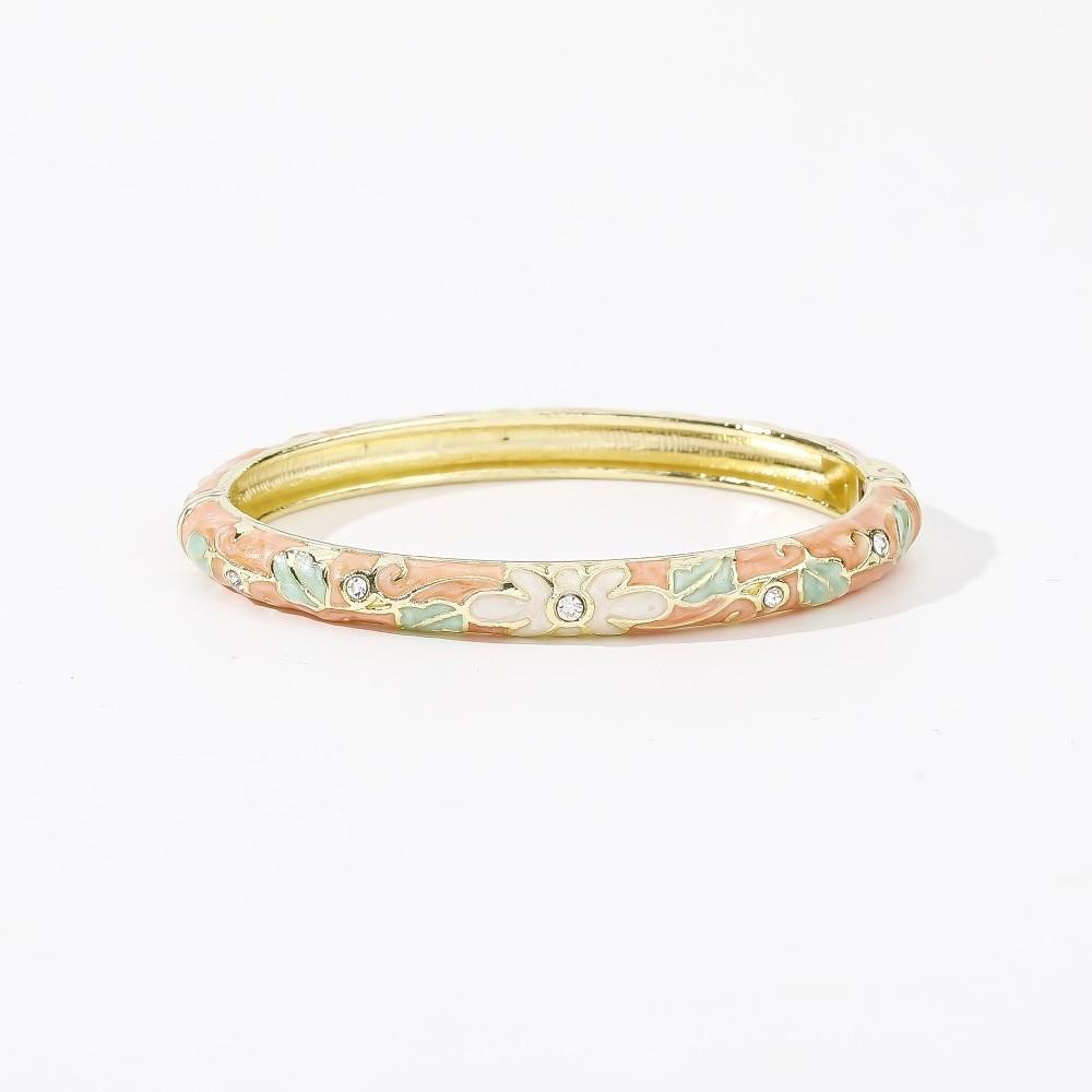 Enamel Vintage Cloisonne Bangle Traditional Women's Hand Bracelet Chinese Flower Bangle  Ladies