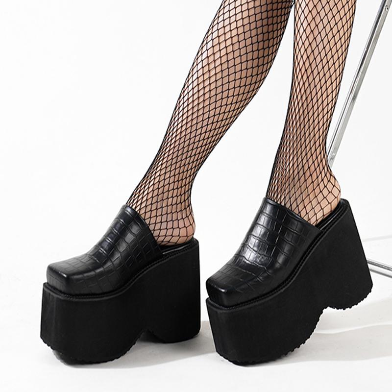 Nové Populární Dámské Pantofle pro Ženy s Velkou Nohou Noste Pantofle Velikosti 34-43 Letní 10cm Dámské Pantofle na Podpatku s Tlustou Podrážkou