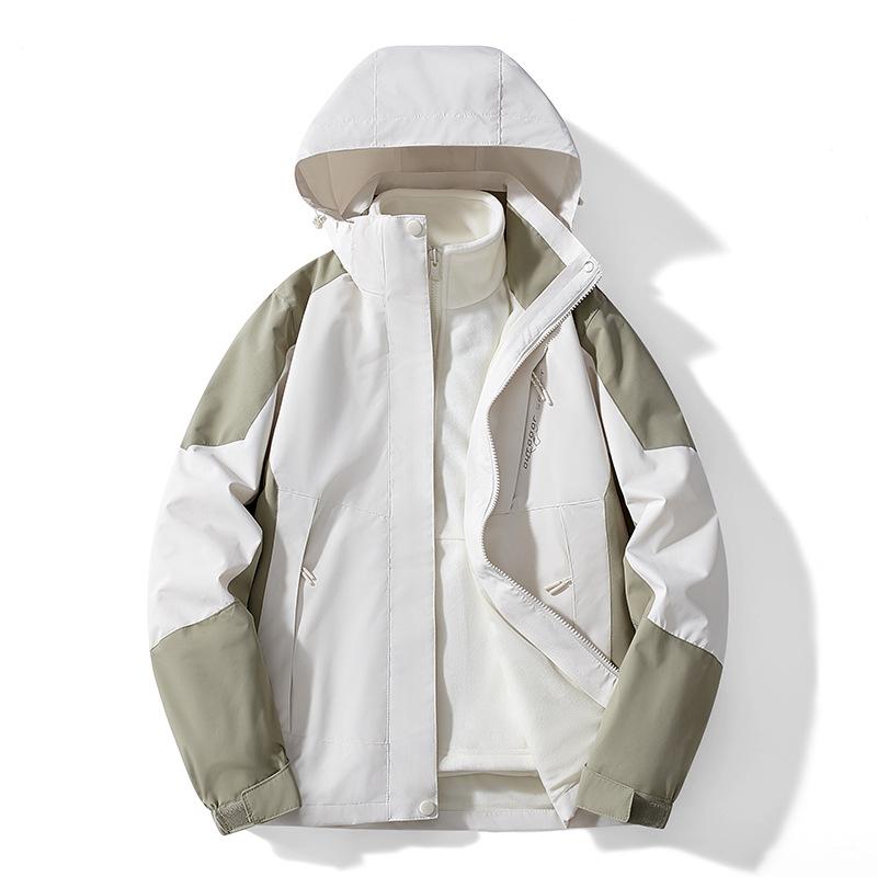 Outdoor Couple Three-in-one Jacket Women's Travel Mountaineering Clothing Waterproof Windproof Water Repellent Removable