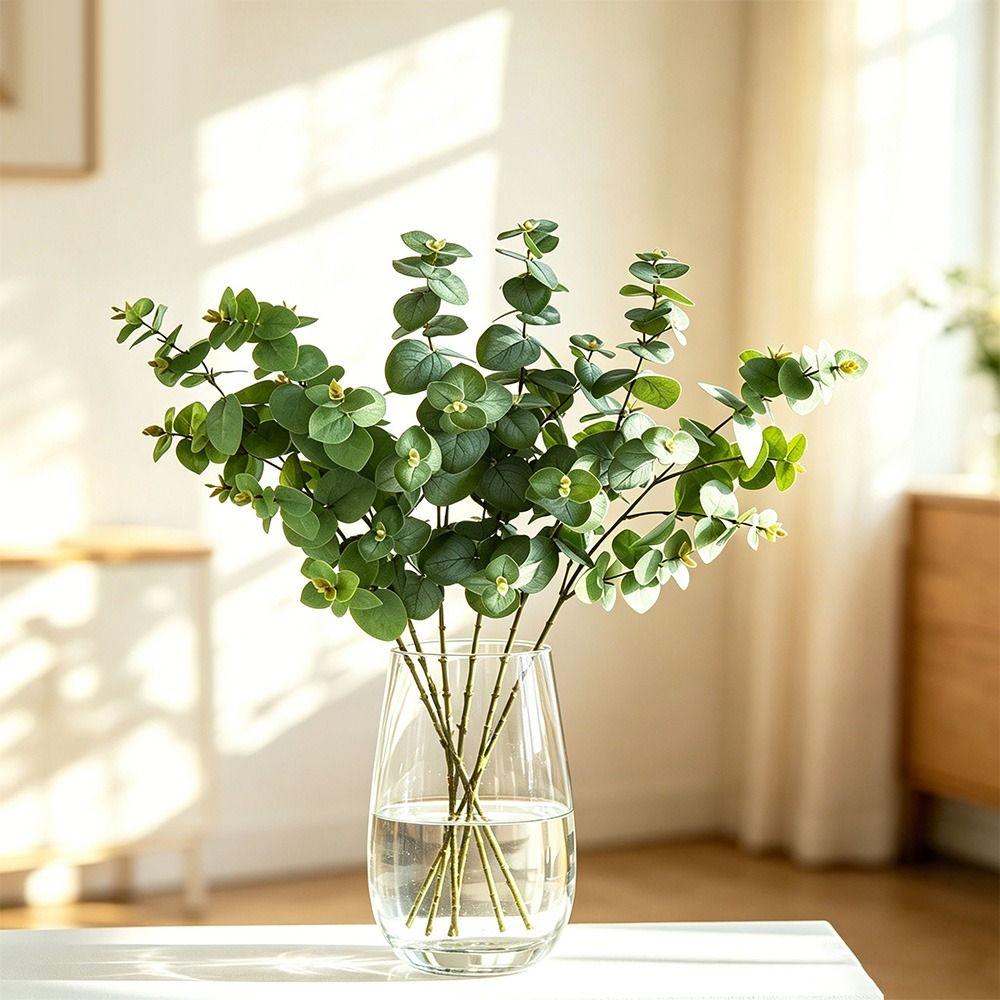 1Pcs Silk Fake Leaf Branch 75cm Silk Green Leaves Artificial Eucalyptus Leaf  for Wall Decoration