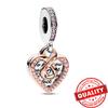 copper Infinite Heart Shape Bead Charms Butterfly Double Dangle Charm Fits Bracelets Rose Gold Plated Pendant Gift