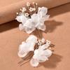 1Pair Wedding U Shape Hair Clips Bridal Headpiece Mesh Flower Pearl Hairpins Women Wedding Hair Accessories Bridal Headdress