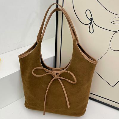Suede Women's Bag with Magnetic Closure Armpit Bag with Internal Pocket Large Hobo Bag