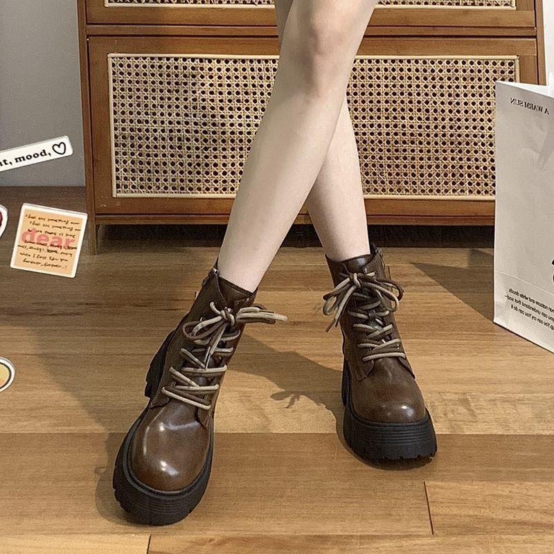 Fashion Round Toe Booties Combat Punk Style Spring Autumn Woman Short Shoes Y2k Trend 2025 Designer Luxury Hot Pu Ankle Boots for Women