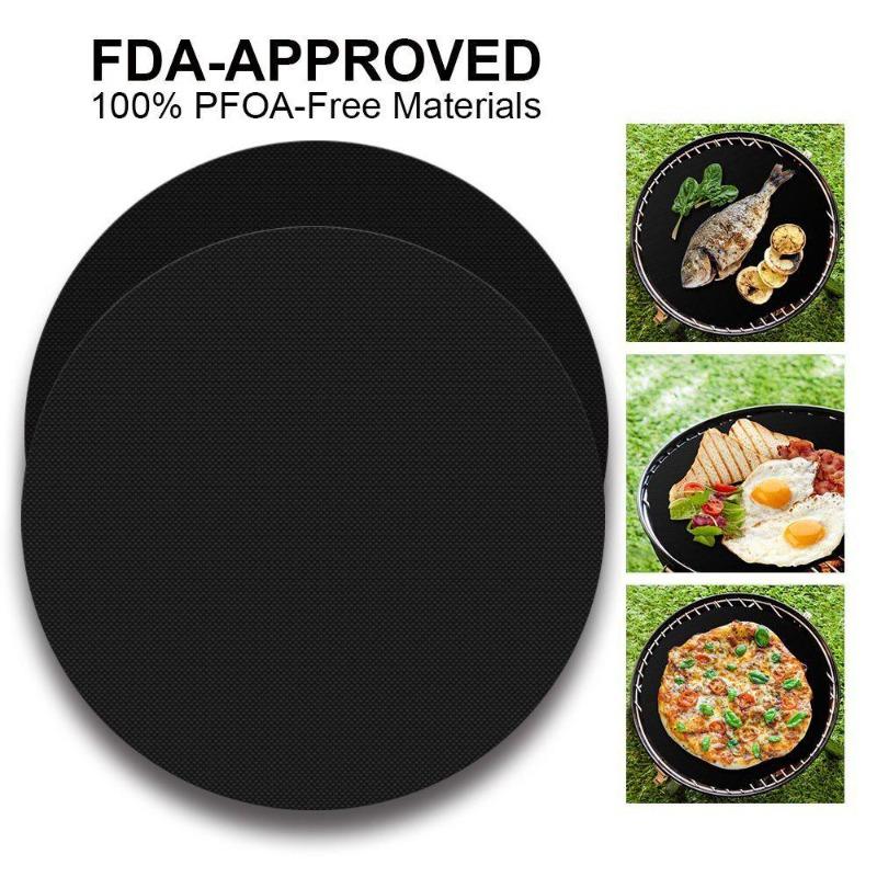 6Pcs Round Non-Stick Mat Pan Fry Liner Sheet Cooking Wok Kitchen Baking Pad BBQ Baking Mats Diameter 24cm Portable Kitchen Tools