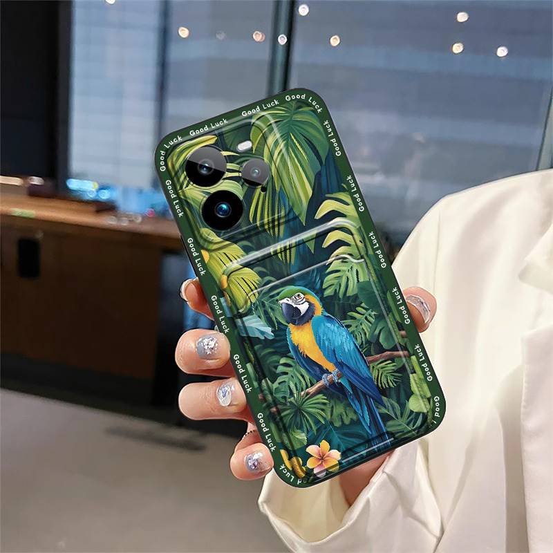 Durable Silicone Phone Case For Realme GT7 Pro Card Slot Full Wrap Cartoon Fashion Design Anti-dust Dirt-resistant Cute