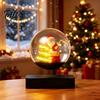 Magnetic Floating Christmas Sleigh Levitating Santa Claus Tree Ornament with LED Light, Lighted Rotating Levitation Festive Glass Ball for Tabletop
