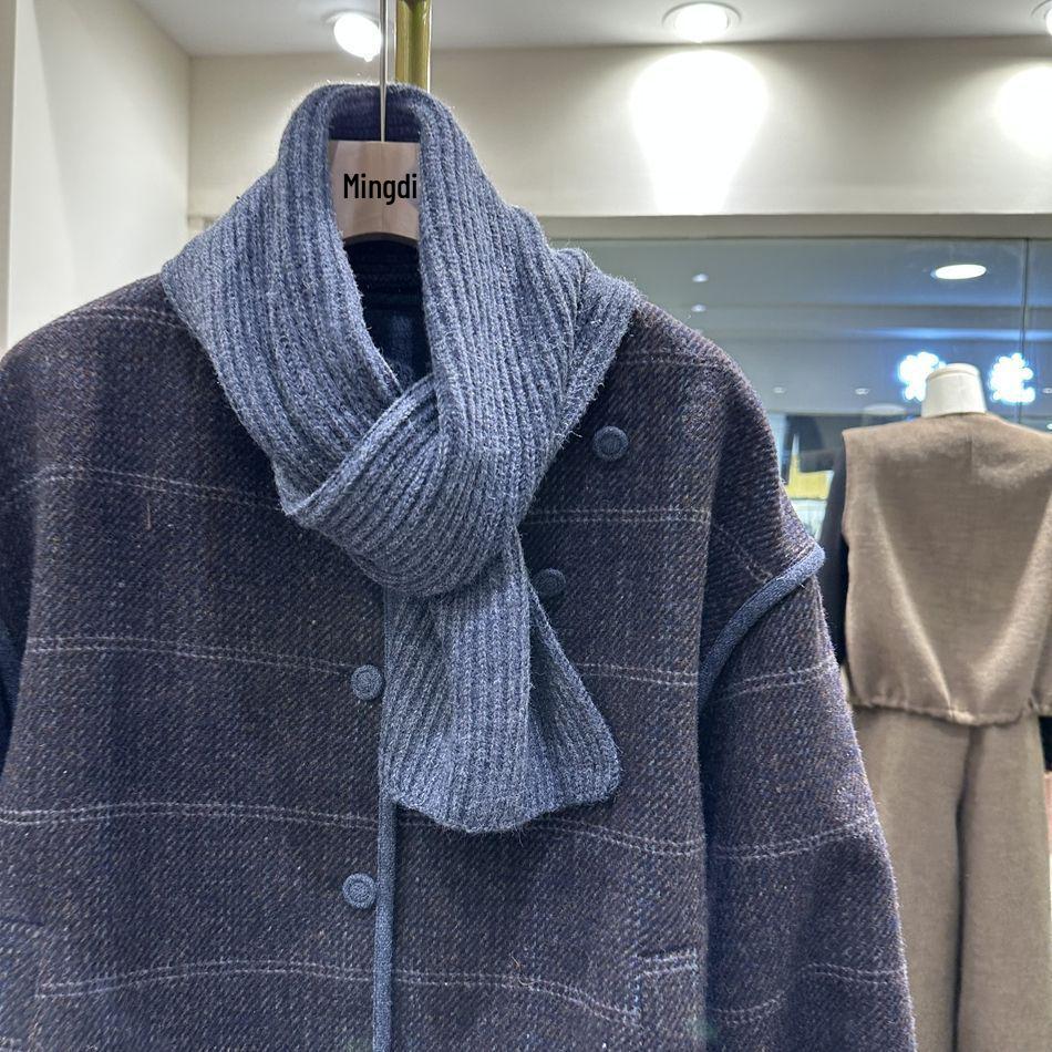 Abrigo Corto de Lana Retro Estilo Coreano para Mujer Petite Otoño/Invierno 2025 con Forro Cálido