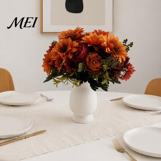 Floral Decorations for Fall Halloween Party Sunflower Artificial Flowers, Realistic Fake Bouquet Wedding Home, Rustic Flower Bouquets Dining