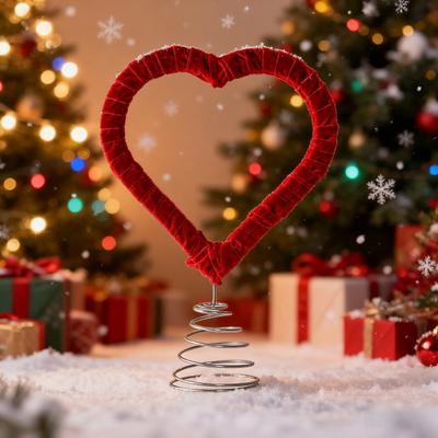 Heart Shaped Tree Topper for Valentine's Day Treetop Red Heart Decoration with Spring for Home Wedding Holiday Party Supplies