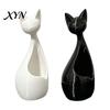 Desktop Succulents Holder Cute Cat-Shaped Sculpture, Hollow Out Ceramic Kitty Flower Pot with Smiling Face, Adorable Modern Planter Decor &