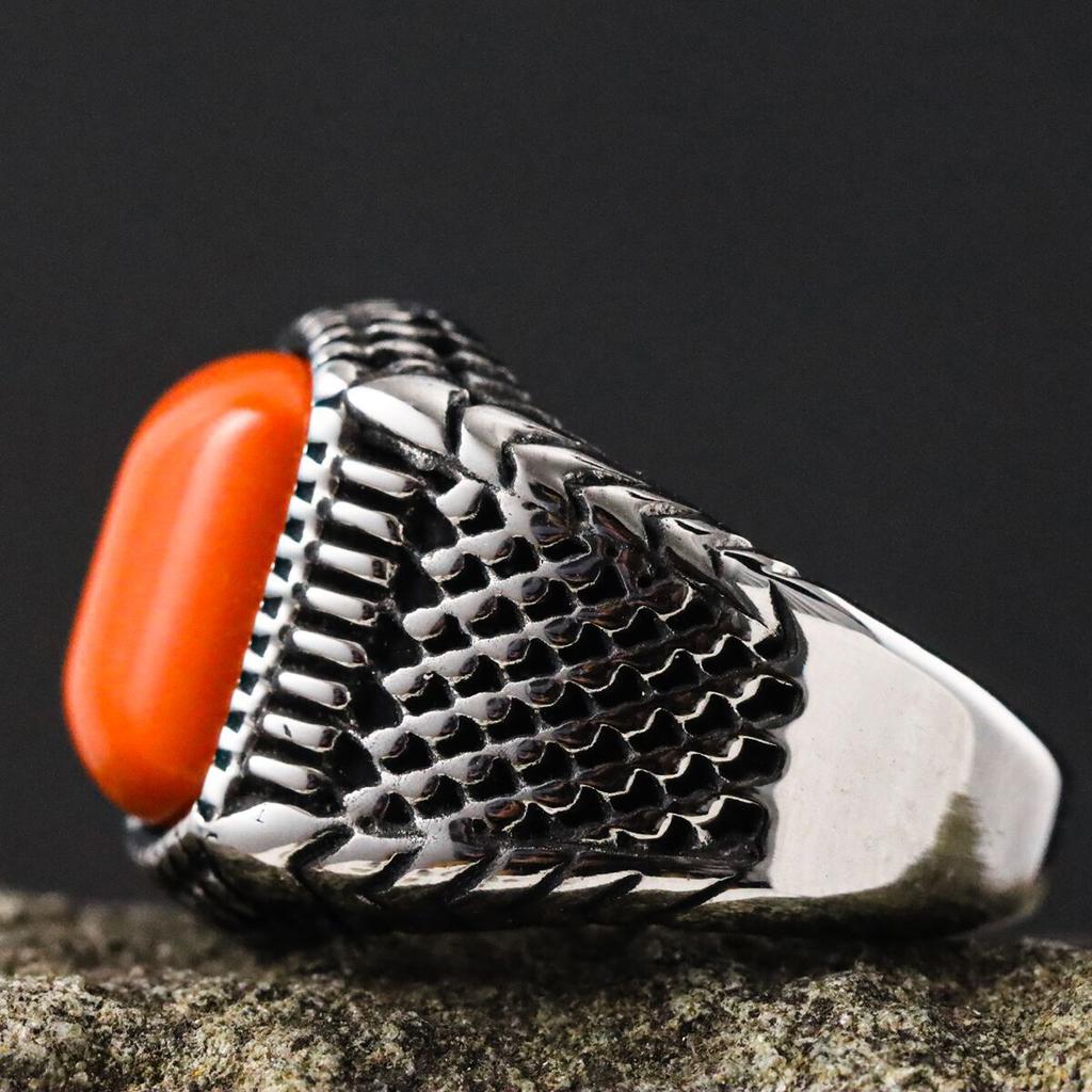Anillo Retro Colorido de Piedras Preciosas Moda Masculina Punk Hip Hop Accesorio