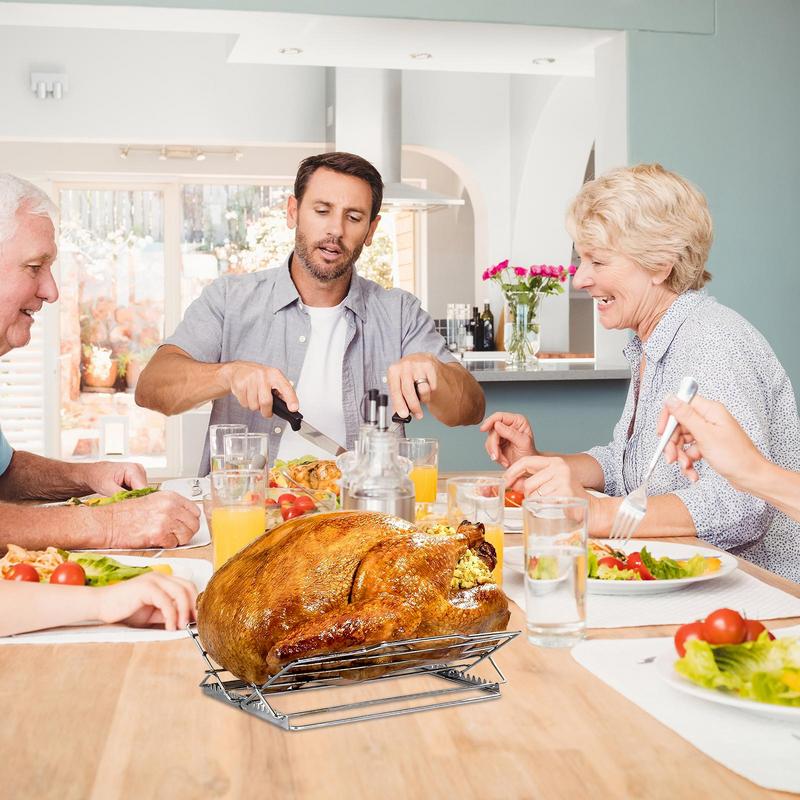 Grill Rack Adjustable V-Shaped Rib Roasting Rack Stainless Steel Roaster Rack Turkey Stand Kitchen Gadgets For Baking Broiling spain