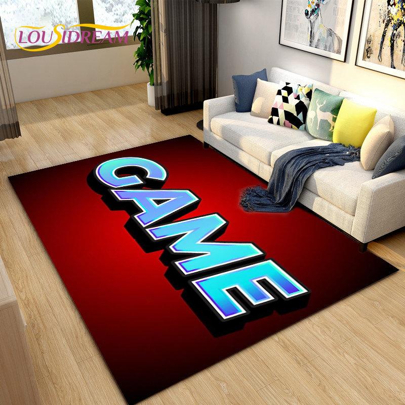 3D-Cartoon-Gamer-Game-Over-Bereichsteppich, groß, Teppich für Wohnzimmer, Schlafzimmer, Sofa, Fußmatte, Dekoration, Kinder spielen, rutschfeste Bodenmatte