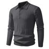 New Sweater Men's Large Size Jacquard Sweater Lapel Base Shirt Solid Color Sweater POLO Shirt