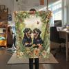 Rottweiler and Garden,pattern Flannel Blanket, High quality Comfortable for All Seasons, Home Decor, Warmth and Comfort, Perfect for Gifts.