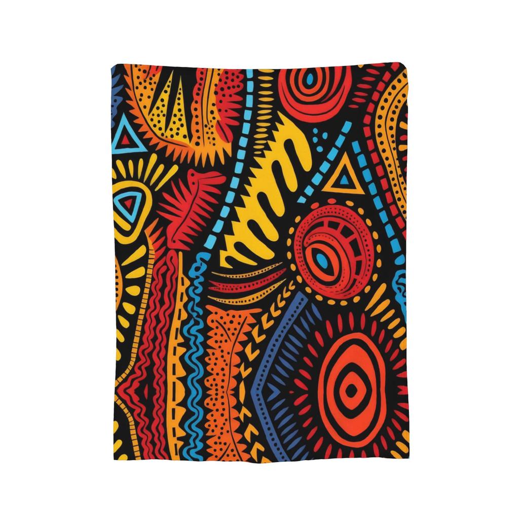 Traditional Ethnic Tribal Pattern Fleece Throw Blanket Kizomba Blankets for Home Travel Ultra-Soft Bedroom Quilt,