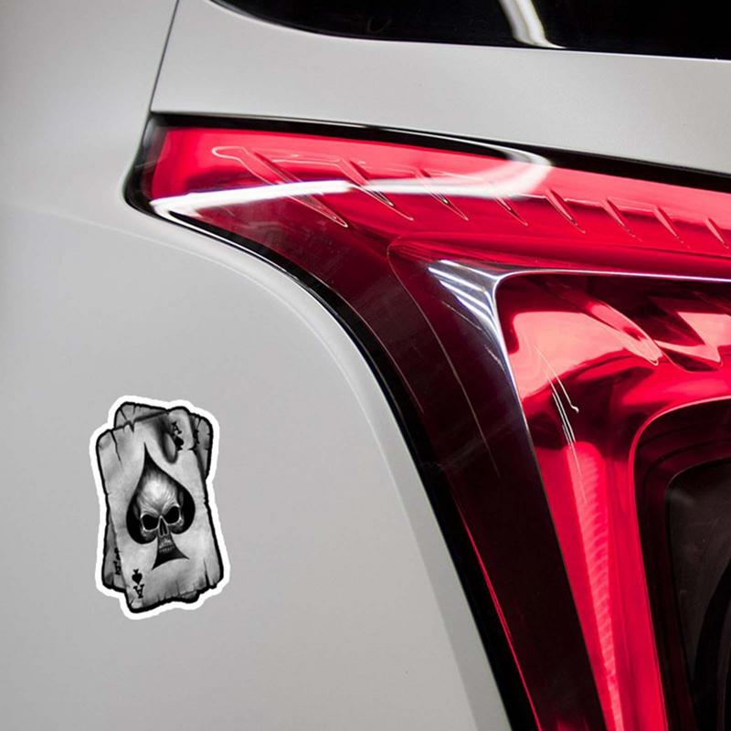 Αυτοκόλλητο Πόκερ για Αυτοκίνητο Διακοσμητικά Αυτοκινήτου Αποκριάτικα Εξωτερικά Τρομακτικός Παίκτης Πόκερ Τέχνη Τοίχου Κάρτες Αστείο Κρανίο Μπαστούνια Άσος Πόκερ Άσος Μπαστούνια