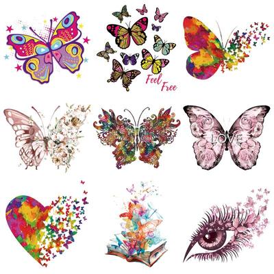 Girl Butterfly Patches For Clothes Stickers T-Shirt Hoodies Heat Transfer Parches Ropa Diy Clothes Stickers Thermal Patches