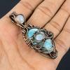 Larimar Pendant Gemstone Jewelry, 999 Copper Wire Wrapped Pendant, Handmade Jewelry Birthstone Pendant, Gift For Him