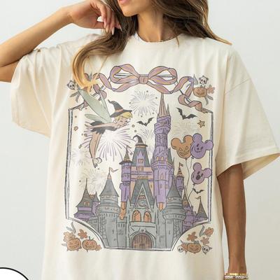 Retro Walt Disney World Halloween Comfort Colors Shirt, Magic Kingdom Magical Castle Halloween Tee, Girly Disney Family Spooky Season Gifts