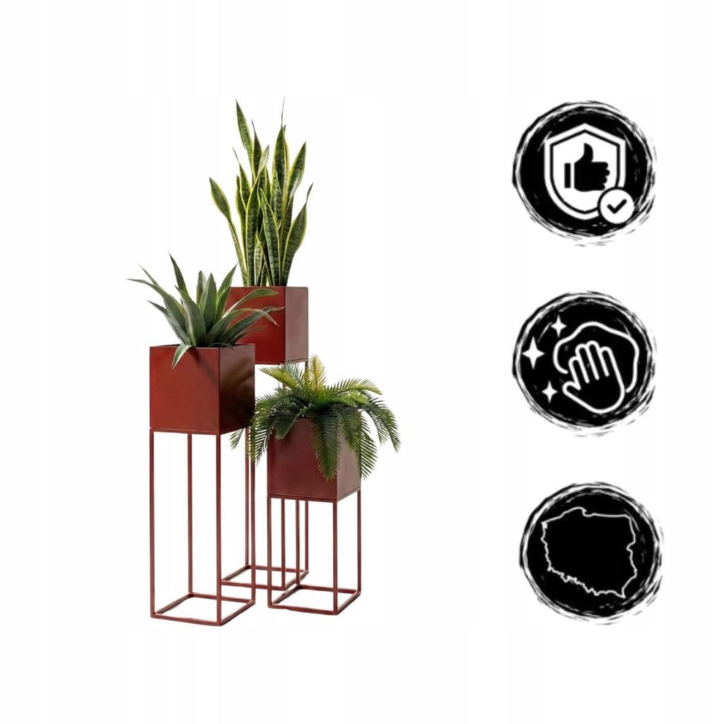 FLOWERPOT Metal Flowerpot Cover Red Lorient 19x19x47cm