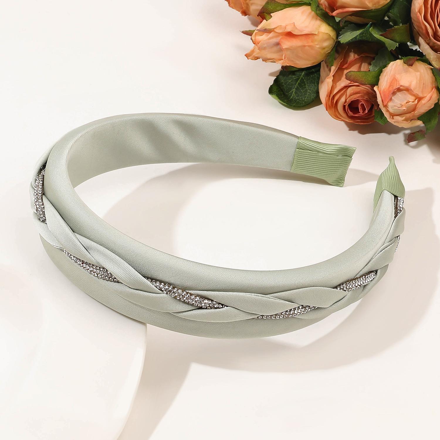 Beautiful Headband Pearl Rhinestone Pleated Fabric Scrunchy Hairband Wide Edge Headband