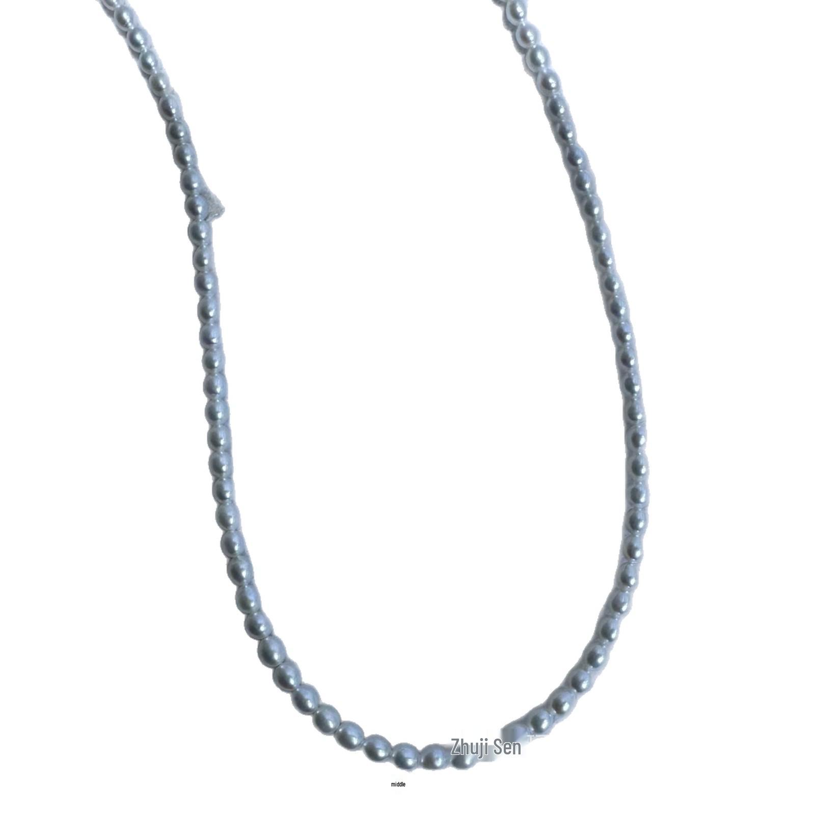 

Akoya Freshwater Pearl Necklace, 3-4mm Flawless Rice Beads, Versatile Clavicle Chain 3-4mm
