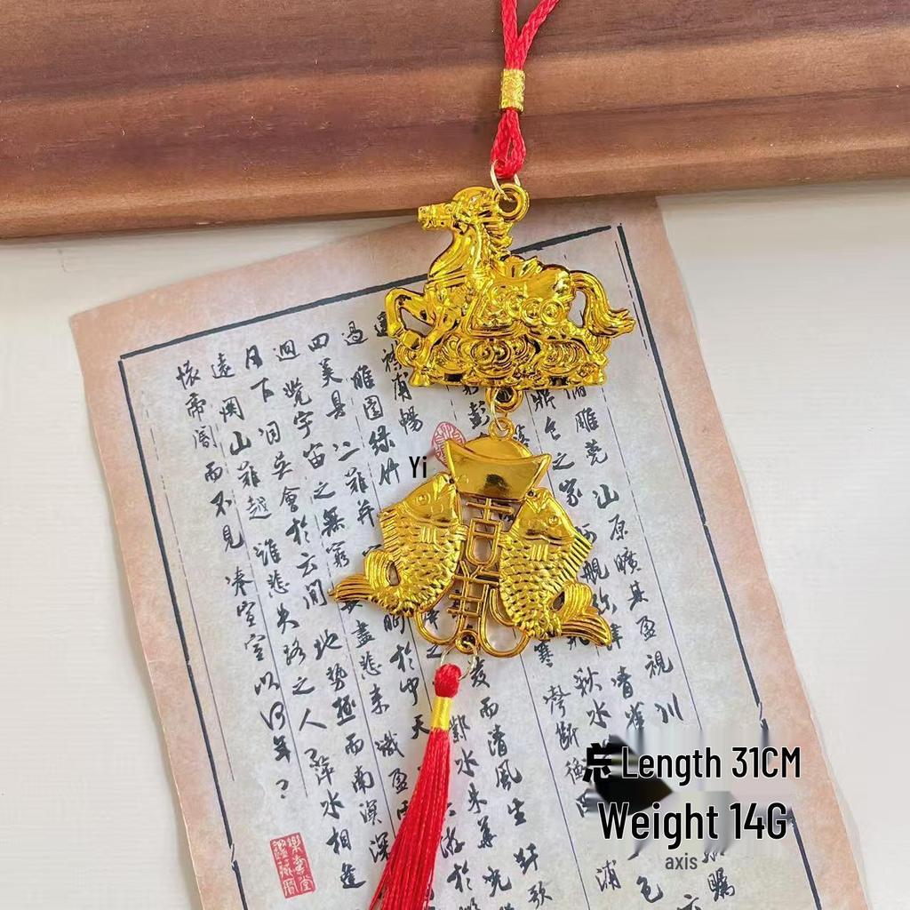 Pendente in vaso Bonsai Zodiaco Cavallo Anno 2026 con Ornamento Carattere Fu per Decorazione Interna/Esterna.
