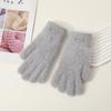 Hairy gloves female winter cute color matching plush knitted wool five fingers plush thickened cycling warm